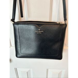 Kate spade leather crossbody black bag purse silver zipper